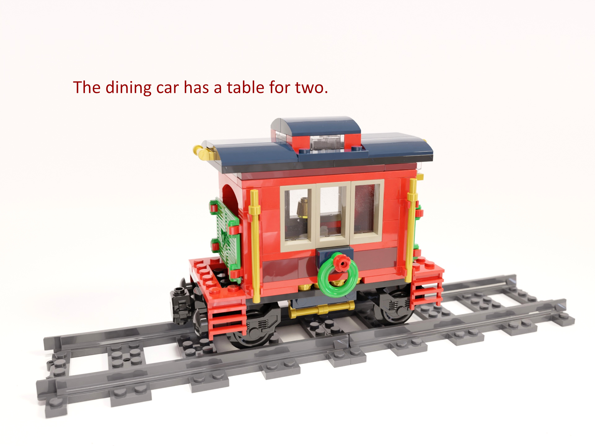 Picture 5: The dining car has a table for two.