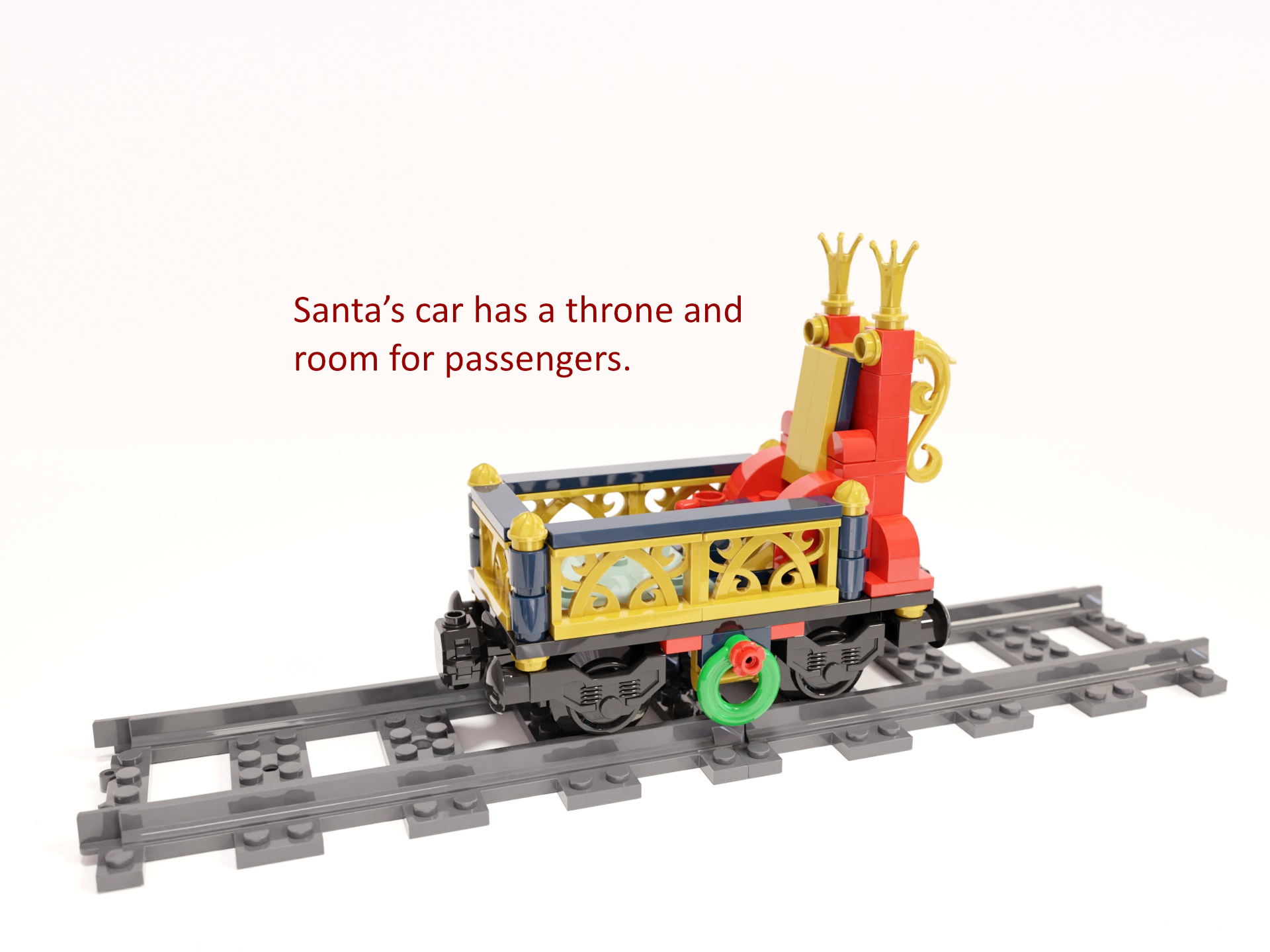 Picture 4: Santa's car has a throne and room for passengers.